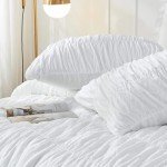 Fluffy White Queen Comforter Set with Ruffles