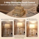 2-Piece Touch Lamps with USB Ports and Bulbs
