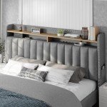 Grey Queen Bed Frame with Storage and Headboard