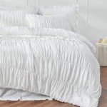Fluffy White Queen Comforter Set with Ruffles