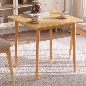Compact Bamboo Square Dining Table for Two