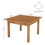 39" Square Dining Table for 4 - Brown Wood