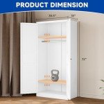 White Metal Wardrobe Closet with Adjustable Shelves