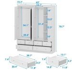 Stylish 4 Door Wardrobe Closet with Mirror
