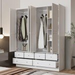 Stylish 4 Door Wardrobe Closet with Mirror
