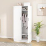 White 2-Door Bedroom Wardrobe Closet