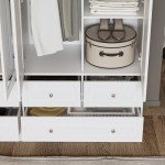 Stylish 4 Door Wardrobe Closet with Mirror