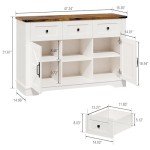 47" White Farmhouse Buffet Cabinet with Barn Doors