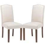 Stylish Cream Upholstered Parsons Dining Chairs, Set of 2
