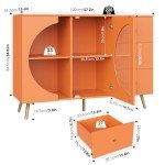 Modern Cream Coffee Bar Cabinet with Glass Door
