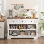47" White Farmhouse Buffet Cabinet with Barn Doors