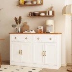 55" White Buffet Sideboard Cabinet with Storage