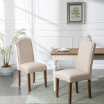 Stylish Cream Upholstered Parsons Dining Chairs, Set of 2