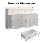 55" White Buffet Sideboard Cabinet with Storage