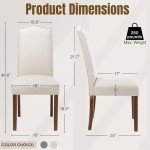 Stylish Cream Upholstered Parsons Dining Chairs, Set of 2