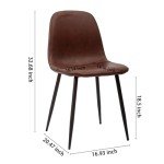 Set of 4 Dark Brown Faux Leather Dining Chairs