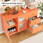 Modern Cream Coffee Bar Cabinet with Glass Door