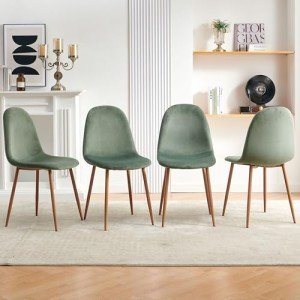 Modern Velvet Dining Chairs Set of 4 - Green