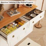 55" White Buffet Sideboard Cabinet with Storage