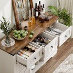 47" White Farmhouse Buffet Cabinet with Barn Doors