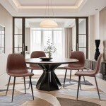 Set of 4 Dark Brown Faux Leather Dining Chairs