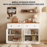 55" White Buffet Sideboard Cabinet with Storage