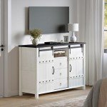 Farmhouse Buffet Cabinet with Sliding Barn Doors