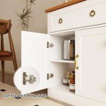 55" White Buffet Sideboard Cabinet with Storage