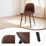 Set of 4 Dark Brown Faux Leather Dining Chairs