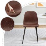 Set of 4 Dark Brown Faux Leather Dining Chairs
