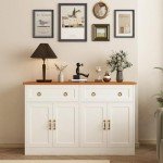 55" White Buffet Sideboard Cabinet with Storage