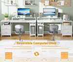 61'' White Computer Desk with File Cabinet & Shelves