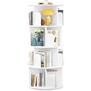 Aheaplus 360° Rotating Corner Bookshelf - White