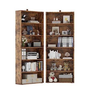 Set of 2 Tall 6-Tier Floor Bookshelves