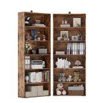 Set of 2 Tall 6-Tier Floor Bookshelves