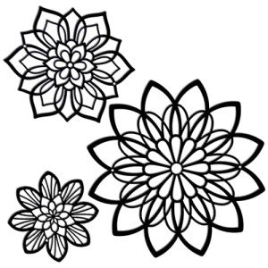 3-Piece Black Metal Flower Wall Art Set