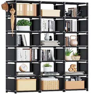 Mavivegue 18-Cube Black Bookcase and Storage Shelf