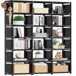 Mavivegue 18-Cube Black Bookcase and Storage Shelf