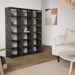 Mavivegue 18-Cube Black Bookcase and Storage Shelf