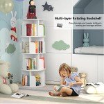 Aheaplus 360° Rotating Corner Bookshelf - White
