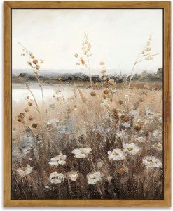 Vintage Framed Canvas Art - Rustic Autumn Landscape
