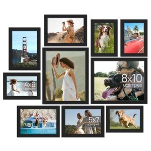 10-Pack Black Picture Frames for Wall & Table Display