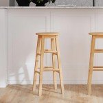 24-Inch Round Seat Natural Barstool by Linon