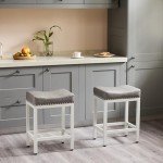 Set of 4 Modern Upholstered Bar Stools