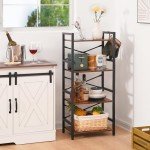 Yoobure 4-Tier Industrial Bookshelf in Berry Brown