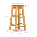 24-Inch Round Seat Natural Barstool by Linon