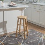 24-Inch Round Seat Natural Barstool by Linon