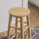 24-Inch Round Seat Natural Barstool by Linon