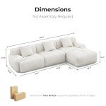 Beige L-Shaped Modular Sectional Sofa with Ottoman