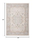 Cream & Beige Oriental Design Area Rug - 8' x 10